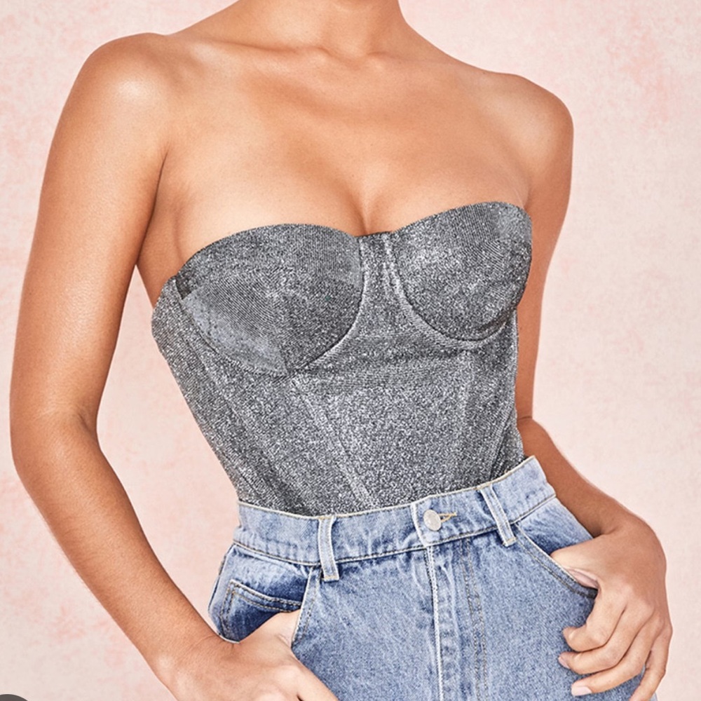 House of CB Sparkling Black Bustier Top